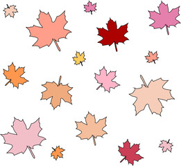 Seamless pattern with autumn leaves fallen