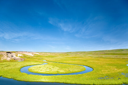 Alum Creek in the Prairies of Hayden Valley, Yellowstone National Park, Wyoming, USA