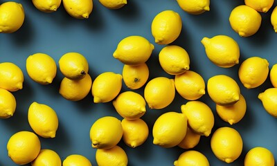 Lemons on Blue Table Seamless Infinite, Generative AI