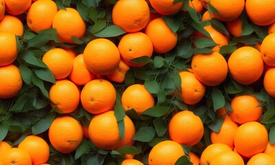 Oranges with leaves Seamless Infinite, Generative AI