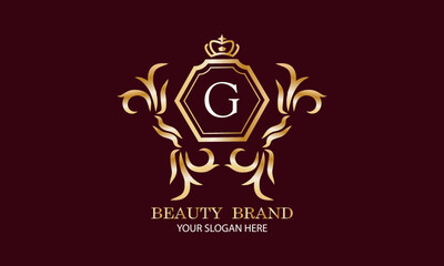 Luxury logo. Elegant initial letter G monogram design template for restaurant, hotel, boutique, cafe, hotel, heraldry shop, jewelry, fashion and other business