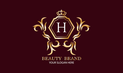 Luxury logo. Elegant initial letter H monogram design template for restaurant, hotel, boutique, cafe, hotel, heraldry shop, jewelry, fashion and other business