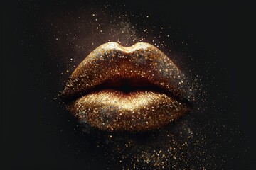 Golden lips, sexy smile, disco and glamour