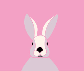 Cute funny contour rabbit. Vector hand drawn illustration. Holiday characters and backgrounds