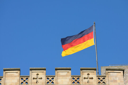 German Flag, Hambach Castle, Neustadt an der Weinstrasse, Rhineland-Palatinate, Germany