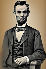 Abraham Lincoln painting portrait in artistic style created using Generative AI.  - obrazy, fototapety, plakaty