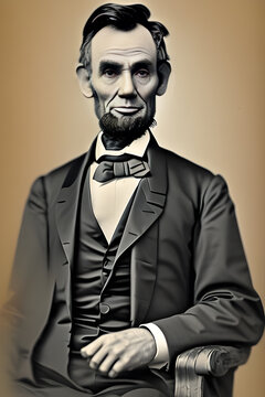 Abraham Lincoln painting portrait in artistic style created using Generative AI. 