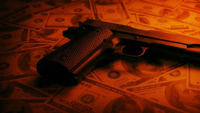 Gun And Money In Firelight