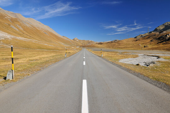 Road, Alp Nova, Albula Pass, Canton of Graubunden, Switzerland