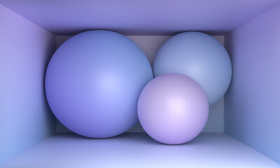 Abstract minimalist background design with pastel colored spheres