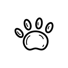 Animal paw print in one line style. Vector stock illustration. White background. isolated. Pet.