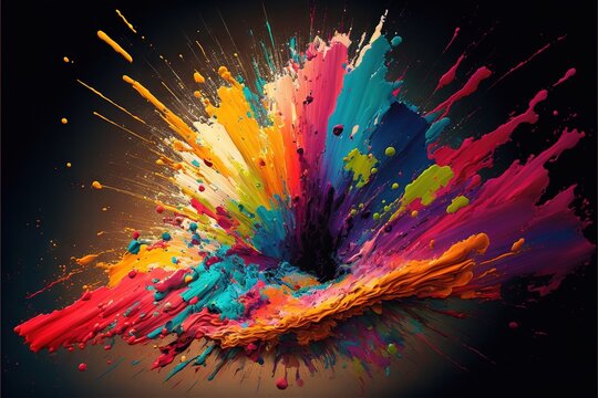 a colorful explosion of paint on a black background with a black background and a black background with a black background.