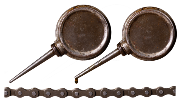 Old bicycle chain oiler. Isolated background.