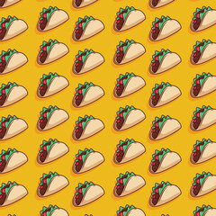 cute taco pattern illustration in flat design