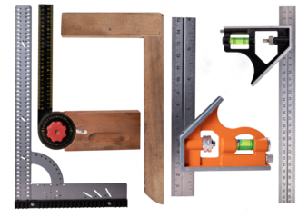 Angle bar used in a carpentry workshop, Isolated background.