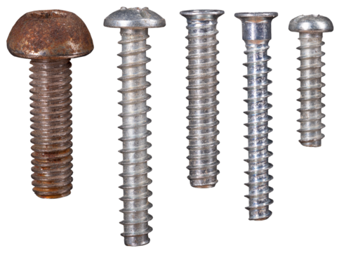 Screws, wood screws, on an isolated background.