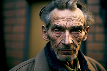 Obraz premium old man pensive, sad old man, fictional image, generative ai, generative art