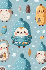 Cartoon winter magic art, Generative Ai