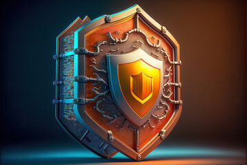 Fototapeta premium Data Security Data Protection 3D-Icon Cyberscurity and Internet Protection Sign of Security Generative AI Digital ART Illustration Backdrop Background Status Quo 