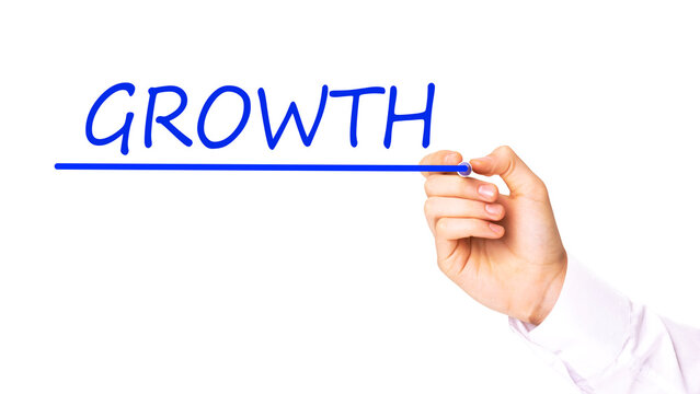 hand writing inscription growth with marker, concept, stock image