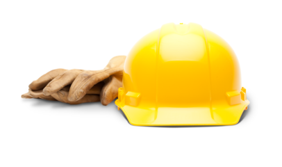 Transparent PNG Yellow Hard Hat and Gloves
