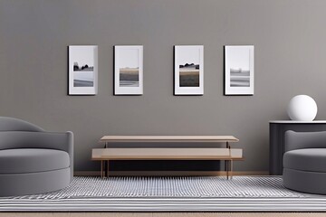 modern Gray modern living room with frame for mockup