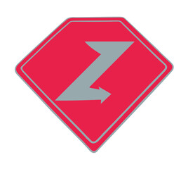 Template or red sign with letter Z symbol. Flat vector illustration of lightning sign