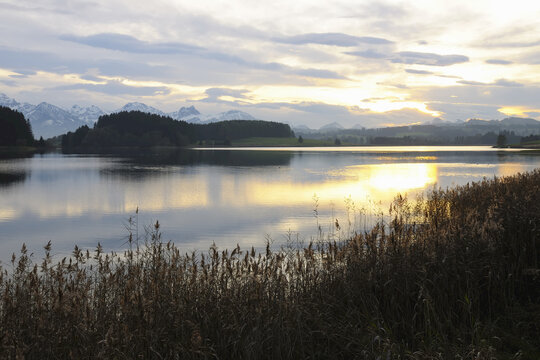 Lake at Sunrise, Illasbergsee, Halblech, Bavaria, Germany