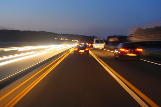 Highway A5 at Dawn, Darmstadt, Hesse, Germany