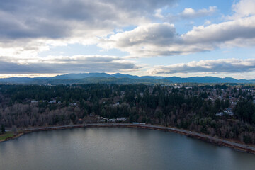 lake and mountains