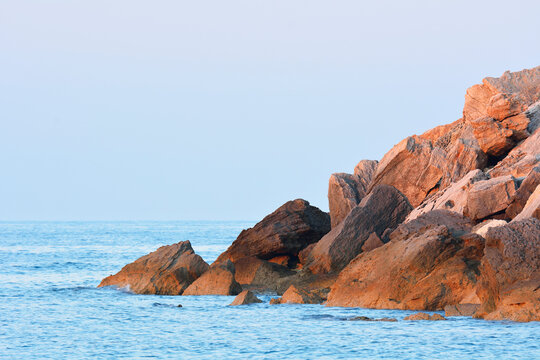Rocky Coast in Summer, Anse de Boumandariel, La Couronne, Martigues, Cote Bleue, Mediterranean Sea, Bouches-du-Rhone, Provence-Alpes-Cote d'Azur, France