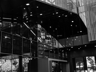 Black and white building facade