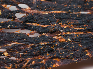 Close up of beef jerky