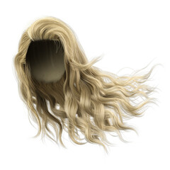 Windblown long wavy hair on isolated white background, 3D Illustration, 3D Rendering