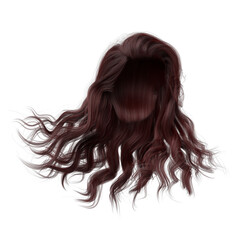 Fototapeta premium Windblown long wavy hair on isolated white background, 3D Illustration, 3D Rendering