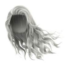 Windblown long wavy hair on isolated white background, 3D Illustration, 3D Rendering