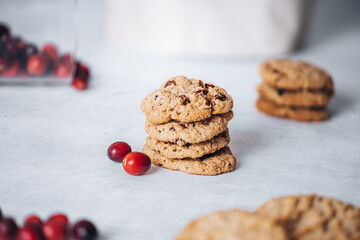 Cranberry cookies on a light background