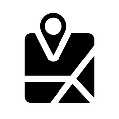 Icono de mapa con símbolo de ubicación. Ilustración vectorial © Frank