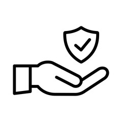 Icono de seguro. Escudo de protección sobre la mano. concepto de seguridad y protección. Ilustración vectorial