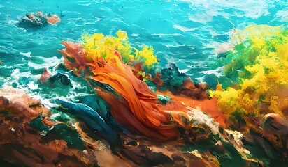 Fototapeta na wymiar watercolor painting of the sea