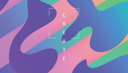 Geometric Poster. Fluid Concept. Flow Landing Page. Mobile Frame. Minimal Banner. Creative Magazine. Pink Bright Flyer. Wave Rainbow Design. Lilac Geometric Poster