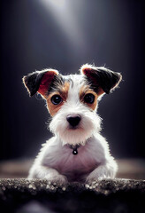 Cute dog portrait, studio background ,made with Generative AI