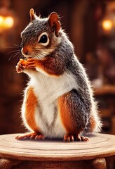 Obraz premium Cute squirrel character in the forest ,made with Generative AI
