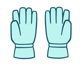 Obraz premium 手袋、スキー、スノーボード用グローブ、掌側、青