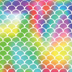 Holographic scale background with gradient mermaid.