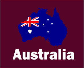 Australia Map Flag With Names Symbol Design Asia football Final Vector Asian Countries Football Teams Illustration