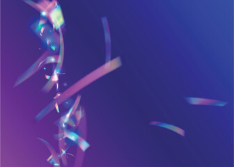 Obraz na płótnie Canvas Iridescent Texture. Glitch Glare. Laser Banner. Holiday Art. Kaleidoscope Sparkles. Pink Disco Background. Surreal Foil. Retro Christmas Wallpaper. Purple Iridescent Texture