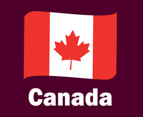 Fototapeta na wymiar Canada Flag Ribbon With Names Symbol Design North America football Final Vector North American Countries Football Teams Illustration