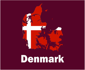 Denmark Map Flag With Names Symbol Design Europe football Final Vector European Countries Football Teams Illustration
