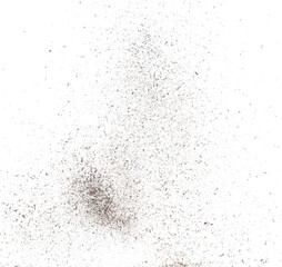 Black dried leave Tea explode. Small Fine size tea leaf flying explosion, Abstract cloud fly. Brown colored Teas splash throwing in Air. White background Isolated high speed shutter, throwing freeze